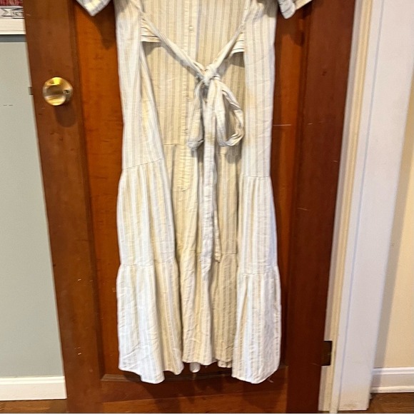 Marissa Webb Collective Tie Waist Linen Midi Dress women size 14 EUC RtR - Picture 10 of 16